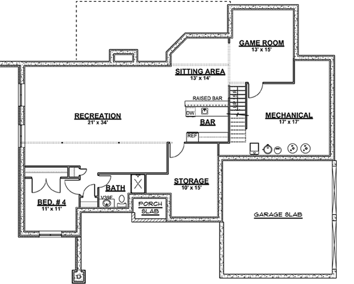 Lower Floor Plan: 104-116