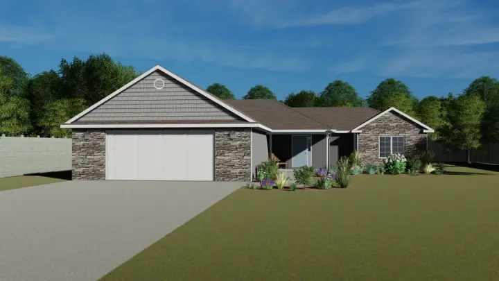 Traditional house plans 104-117 - front exterior, 1,703 sq ft, 3 bed, 2 bath house plans | Monster House Plans
