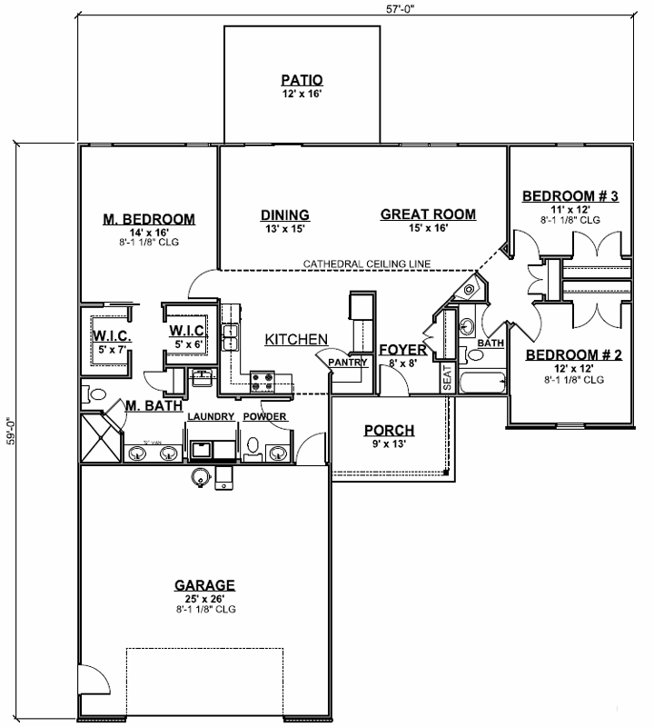 Main Floor Plan: 104-117