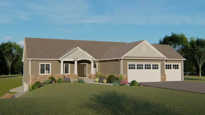 Traditional house plans 104-122 - front exterior, 2,039 sq ft, 4 bed, 3 bath house plans | Monster House Plans