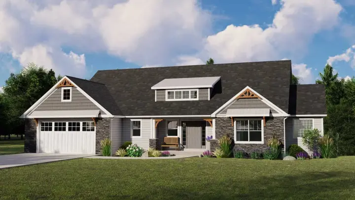 Craftsman house plans 104-124 - front exterior, 1,948 sq ft, 2 bed, 2 bath house plans | Monster House Plans