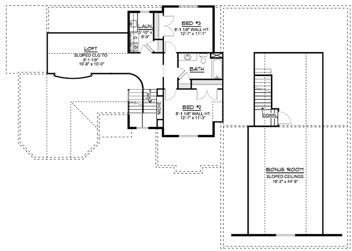 Upper/Second Floor Plan: 104-136