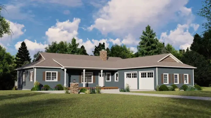 Traditional house plans 104-140 - front exterior, 1,884 sq ft, 3 bed, 2 bath house plans | Monster House Plans