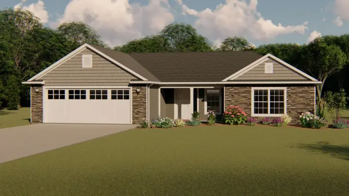 Traditional house plans 104-143 - front exterior, 1,633 sq ft, 3 bed, 2 bath house plans | Monster House Plans