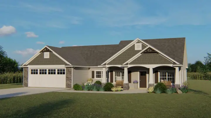 Traditional house plans 104-152 - front exterior, 2,282 sq ft, 3 bed, 2 bath house plans | Monster House Plans