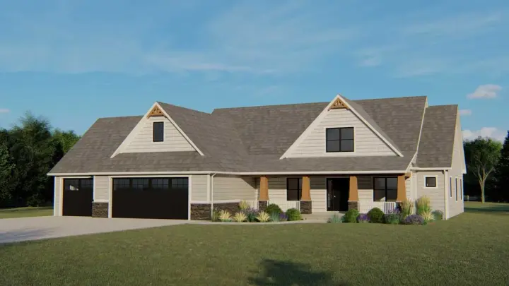 Craftsman house plans 104-157 - front exterior, 2,989 sq ft, 5 bed, 3 bath house plans | Monster House Plans
