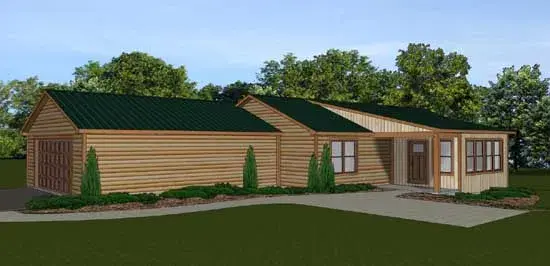 Ranch house plans 104-173 - front exterior, 1,659 sq ft, 2 bed, 1 bath house plans | Monster House Plans