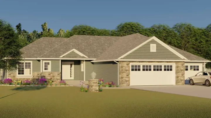 Traditional house plans 104-184 - front exterior, 1,701 sq ft, 3 bed, 2 bath house plans | Monster House Plans