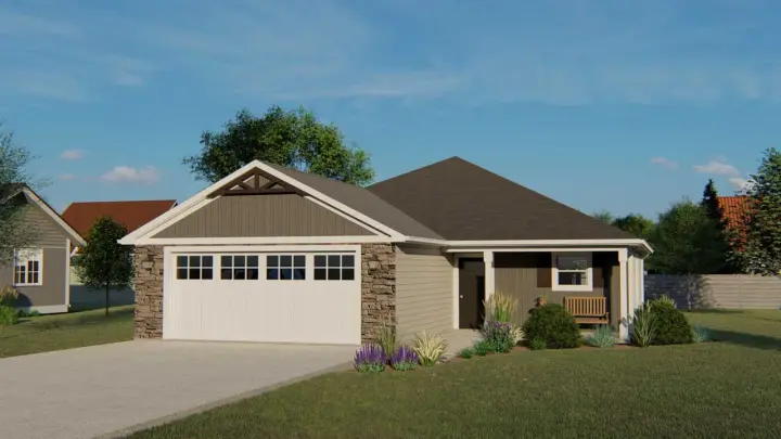 Traditional house plans 104-187 - front exterior, 1,481 sq ft, 3 bed, 2 bath house plans | Monster House Plans
