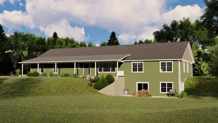 Country house plans 104-194 - front exterior, 2,183 sq ft, 2 bed, 4 bath house plans | Monster House Plans