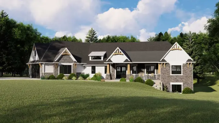 Craftsman house plans 104-196 - front exterior, 2,665 sq ft, 4 bed, 3 bath house plans | Monster House Plans
