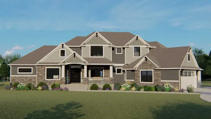 Traditional house plans 104-197 - front exterior, 3,563 sq ft, 6 bed, 4 bath house plans | Monster House Plans