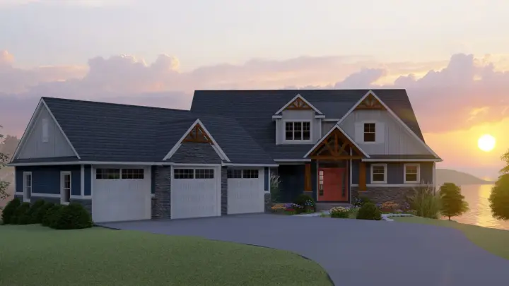 Craftsman house plans 104-210 - front exterior, 2,770 sq ft, 3 bed, 3 bath house plans | Monster House Plans