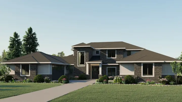 Contemporary house plans 104-212 - front exterior, 3,631 sq ft, 4 bed, 2 bath house plans | Monster House Plans