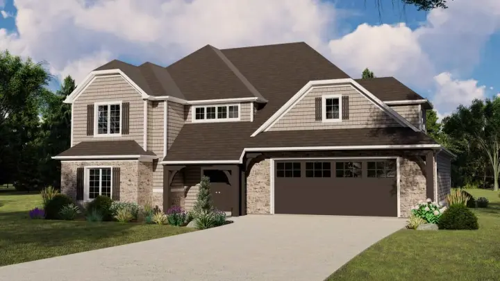 European house plans 104-219 - front exterior, 2,429 sq ft, 3 bed, 2 bath house plans | Monster House Plans