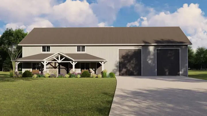 Barndominium house plans 104-223 - front exterior, 3,172 sq ft, 3 bed, 2 bath house plans | Monster House Plans