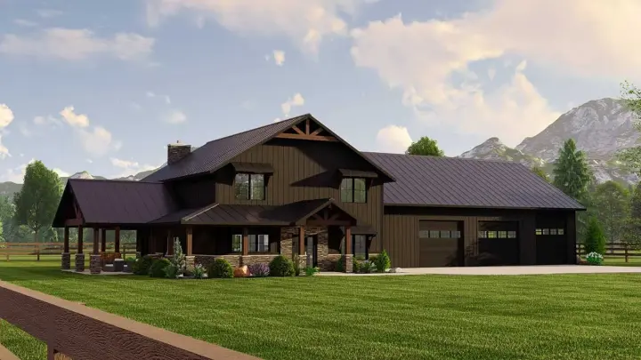 Barndominium house plans 104-224 - front exterior, 2,765 sq ft, 3 bed, 2 bath house plans | Monster House Plans