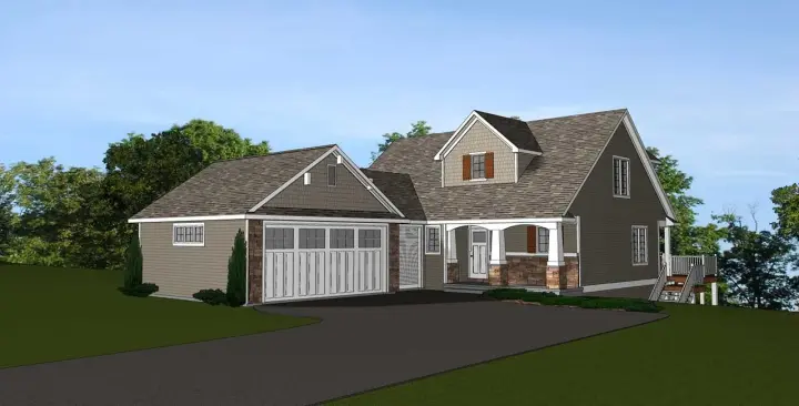Craftsman house plans 104-231 - front exterior, 2,038 sq ft, 4 bed, 3 bath house plans | Monster House Plans