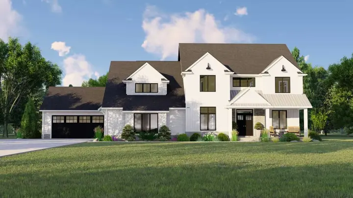 Modern Farmhouse house plans 104-241 - front exterior, 3,736 sq ft, 4 bed, 4 bath house plans | Monster House Plans