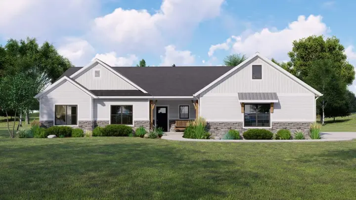 Modern Farmhouse house plans 104-246 - front exterior, 2,331 sq ft, 3 bed, 2 bath house plans | Monster House Plans