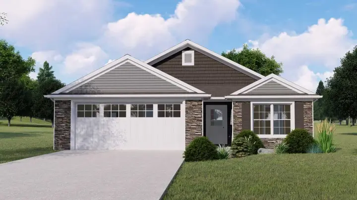 Traditional house plans 104-253 - front exterior, 1,397 sq ft, 2 bed, 2 bath house plans | Monster House Plans