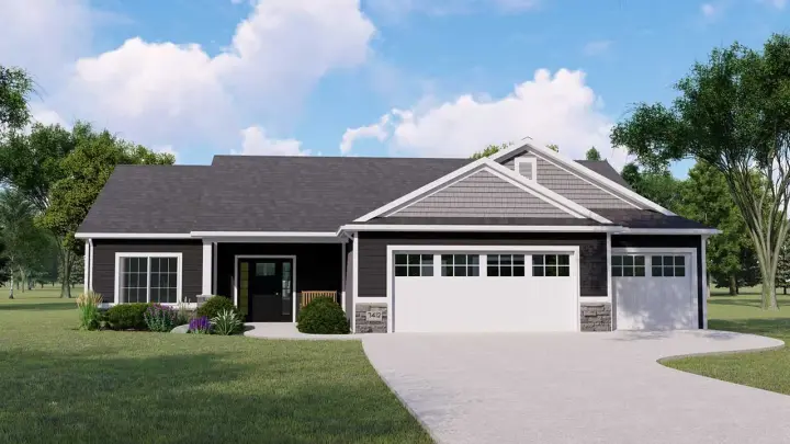 Traditional house plans 104-254 - front exterior, 1,630 sq ft, 3 bed, 2 bath house plans | Monster House Plans