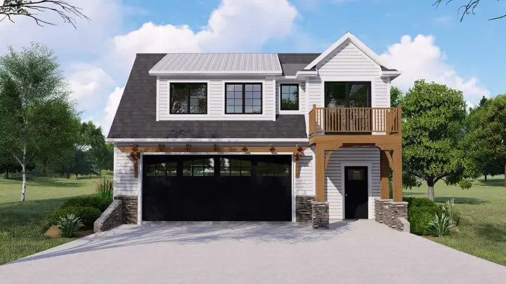 Accessory Dwelling Unit house plans 104-260 - front exterior, 856 sq ft, 2 bed, 1 bath house plans | Monster House Plans
