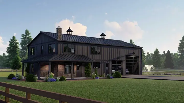 Barndominium house plans 104-261 - front exterior, 2,311 sq ft, 3 bed, 2 bath house plans | Monster House Plans