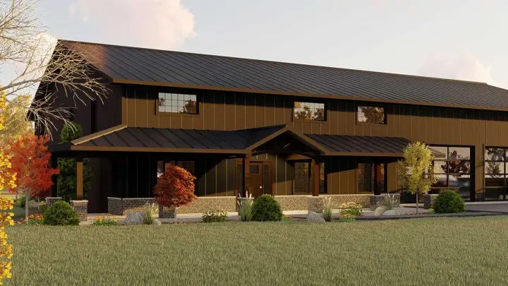 Barndominium house plans 104-262 - front exterior, 4,913 sq ft, 4 bed, 4 bath house plans | Monster House Plans