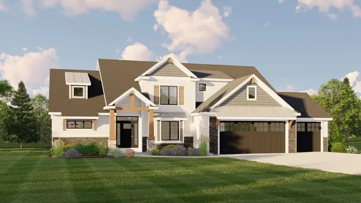 Craftsman house plans 104-264 - front exterior, 3,005 sq ft, 4 bed, 3 bath house plans | Monster House Plans