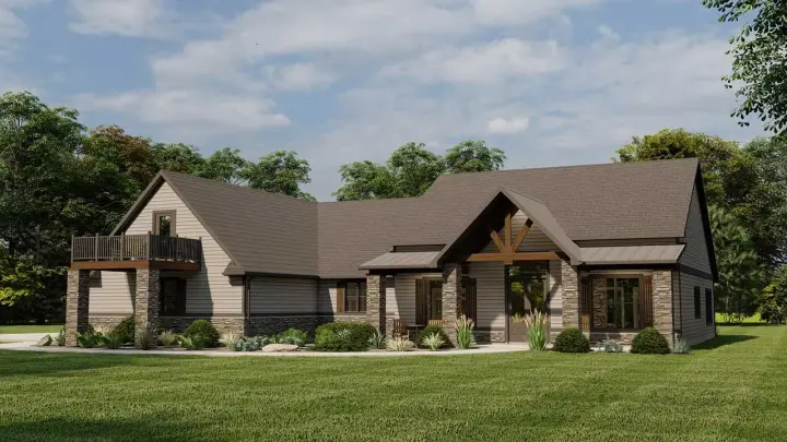 Country house plans 104-267 - front exterior, 3,349 sq ft, 4 bed, 3 bath house plans | Monster House Plans