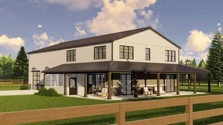 Barndominium house plans 104-268 - front exterior, 2,311 sq ft, 3 bed, 3 bath house plans | Monster House Plans