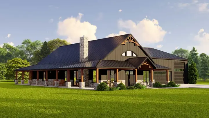 Barndominium house plans 104-273 - front exterior, 2,693 sq ft, 3 bed, 2 bath house plans | Monster House Plans