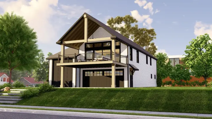Craftsman house plans 104-274 - front exterior, 1,233 sq ft, 1 bed, 2 bath house plans | Monster House Plans