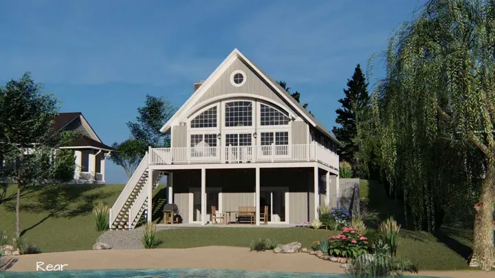 Coastal house plans 104-281 - front exterior, 1,343 sq ft, 3 bed, 3 bath house plans | Monster House Plans