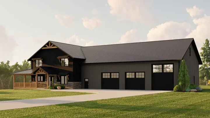 Barndominium house plans 104-282 - front exterior, 2,962 sq ft, 3 bed, 2 bath house plans | Monster House Plans
