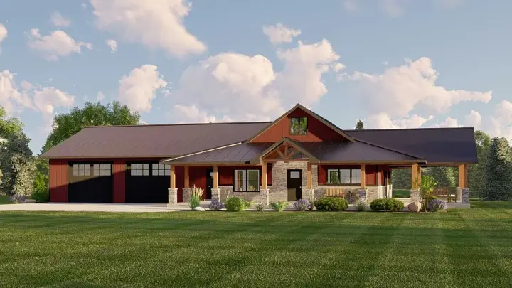 Barndominium house plans 104-284 - front exterior, 1,824 sq ft, 1 bed, 1 bath house plans | Monster House Plans
