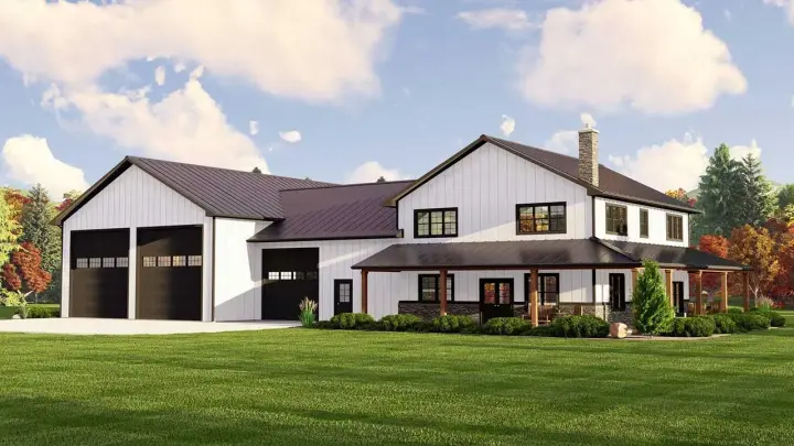 Barndominium house plans 104-294 - front exterior, 2,250 sq ft, 3 bed, 3 bath house plans | Monster House Plans