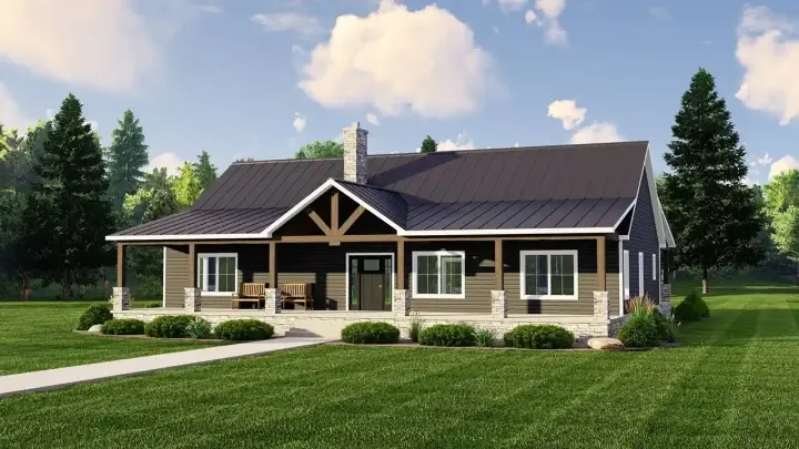 Country house plans 104-307 - front exterior, 2,160 sq ft, 3 bed, 2 bath house plans | Monster House Plans