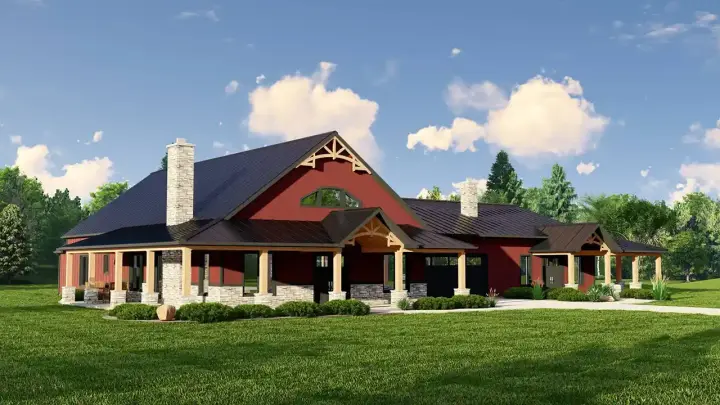 Barndominium house plans 104-313 - front exterior, 4,665 sq ft, 5 bed, 4 bath house plans | Monster House Plans
