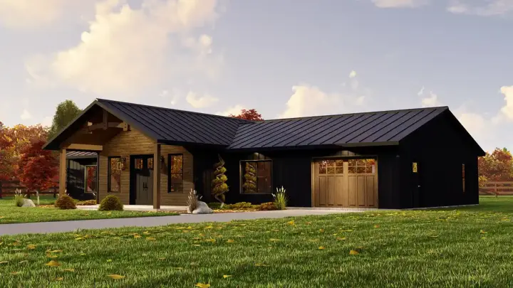 Country house plans 104-316 - front exterior, 1,737 sq ft, 2 bed, 1 bath house plans | Monster House Plans