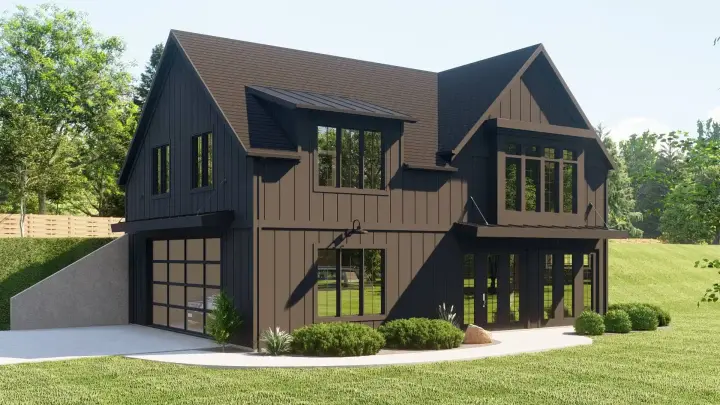 Mountain Rustic house plans 104-320 - front exterior, 1,666 sq ft, 0 bed, 1 bath house plans | Monster House Plans