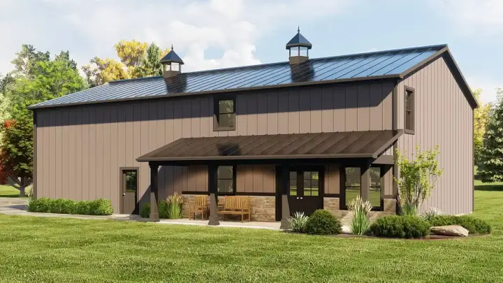 Barndominium house plans 104-323 - front exterior, 2,212 sq ft, 3 bed, 2 bath house plans | Monster House Plans