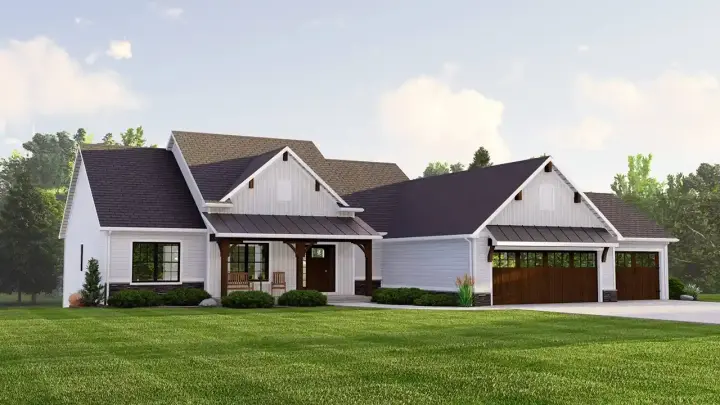 Craftsman house plans 104-332 - front exterior, 2,467 sq ft, 4 bed, 2 bath house plans | Monster House Plans