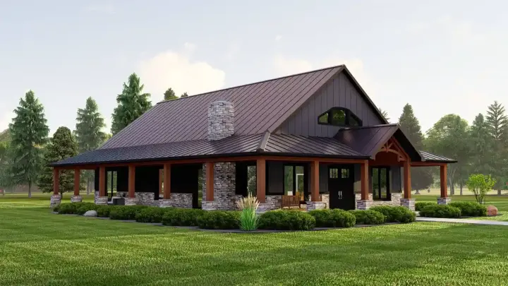 Barndominium house plans 104-334 - front exterior, 2,769 sq ft, 3 bed, 2 bath house plans | Monster House Plans