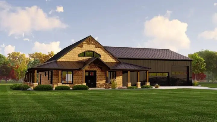 Barndominium house plans 104-335 - front exterior, 4,110 sq ft, 4 bed, 3 bath house plans | Monster House Plans
