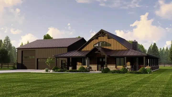 Barndominium house plans 104-339 - front exterior, 2,050 sq ft, 3 bed, 2 bath house plans | Monster House Plans