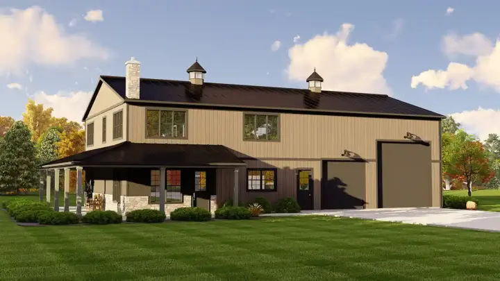 Barndominium house plans 104-341 - front exterior, 2,311 sq ft, 3 bed, 2 bath house plans | Monster House Plans