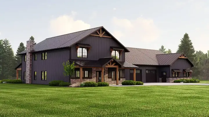 Barndominium house plans 104-345 - front exterior, 4,314 sq ft, 4 bed, 3 bath house plans | Monster House Plans