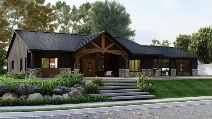 Craftsman house plans 104-356 - front exterior, 2,030 sq ft, 3 bed, 2 bath house plans | Monster House Plans